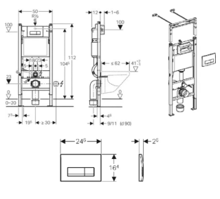 Инсталляция для унитаза Geberit Duofix Платтенбау 458.125.11.1 4 в 1 с кнопкой смыва